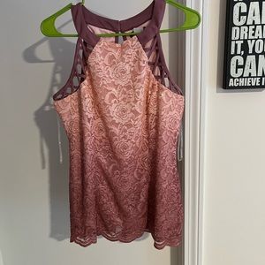 Venus Going Out Top Tank Top Glitter Lace Rose